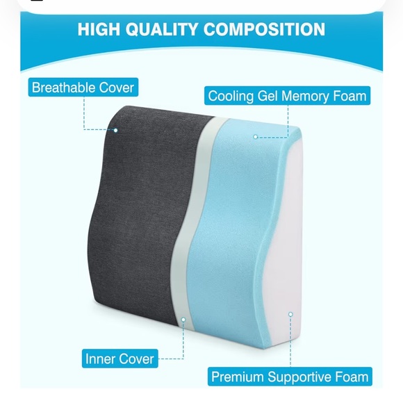 Dual Layer Gel Memory Foam Lumbar Support Recliner Pillow Ergonomic Orthopedic - Picture 5 of 9